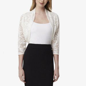 Women's Tahari Ivory Lace Crop Shrug Floral-New without tag